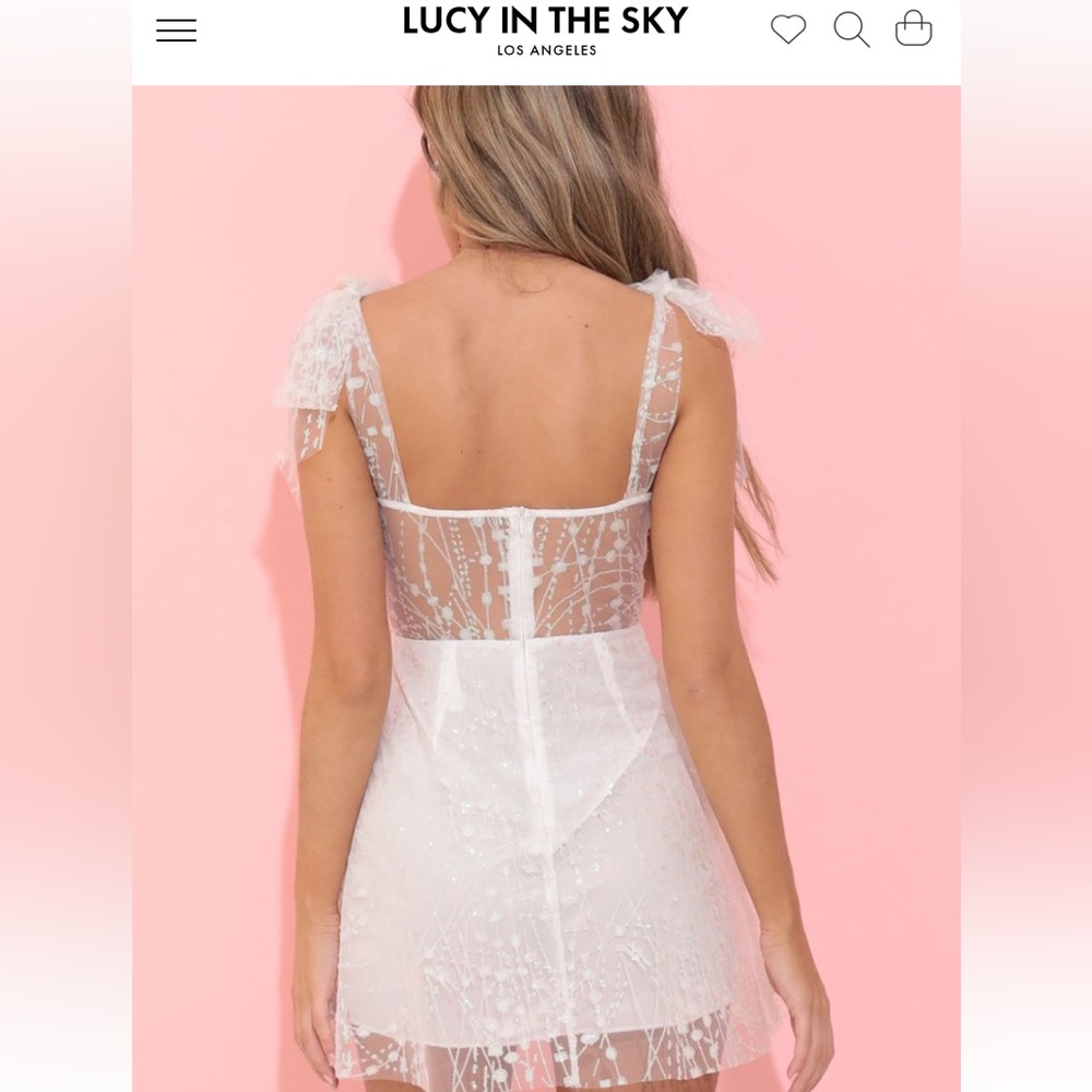 Lucy in the Sky: Tia A-line Dress in White Sequin
